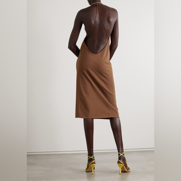 Zeynep Arcay open back stretch knot halter mini dress - Picture 3 of 5